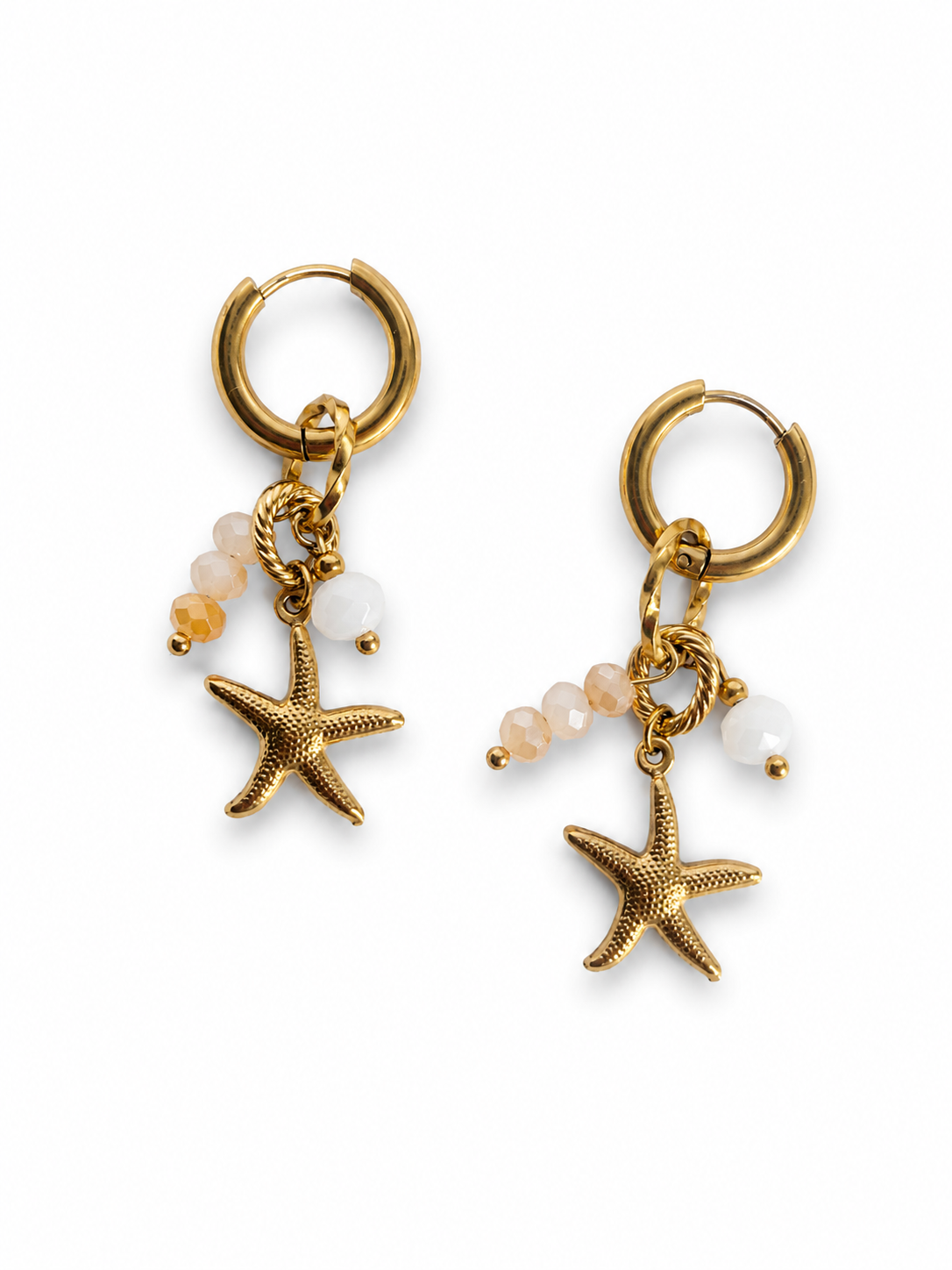 statement oorbellen met zeester en kraaltjes