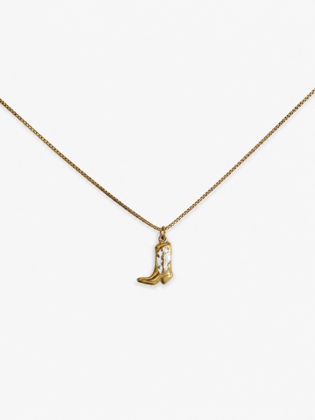 Minimalistische ketting met witte cowboy laars