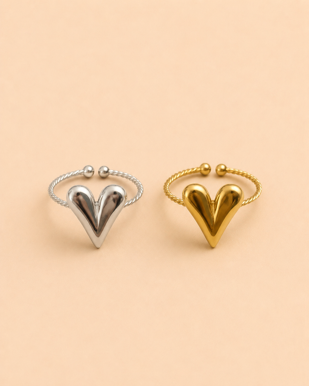 Minimalistische hartjes ring