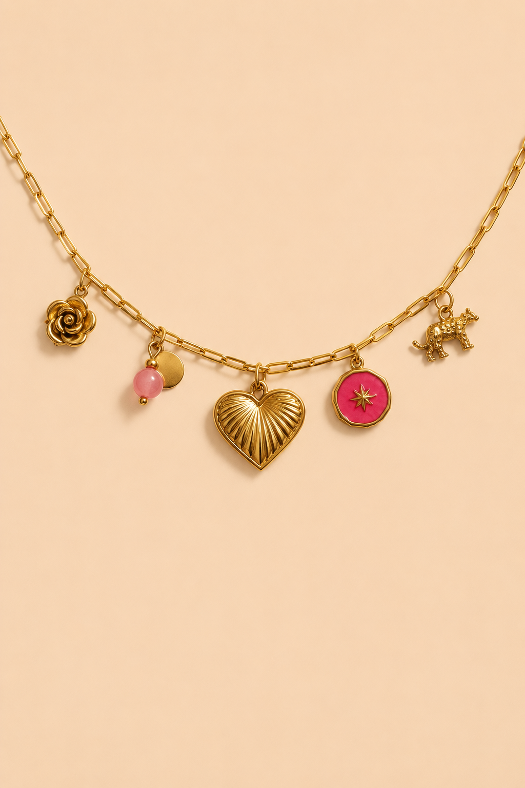 Pink charm necklace