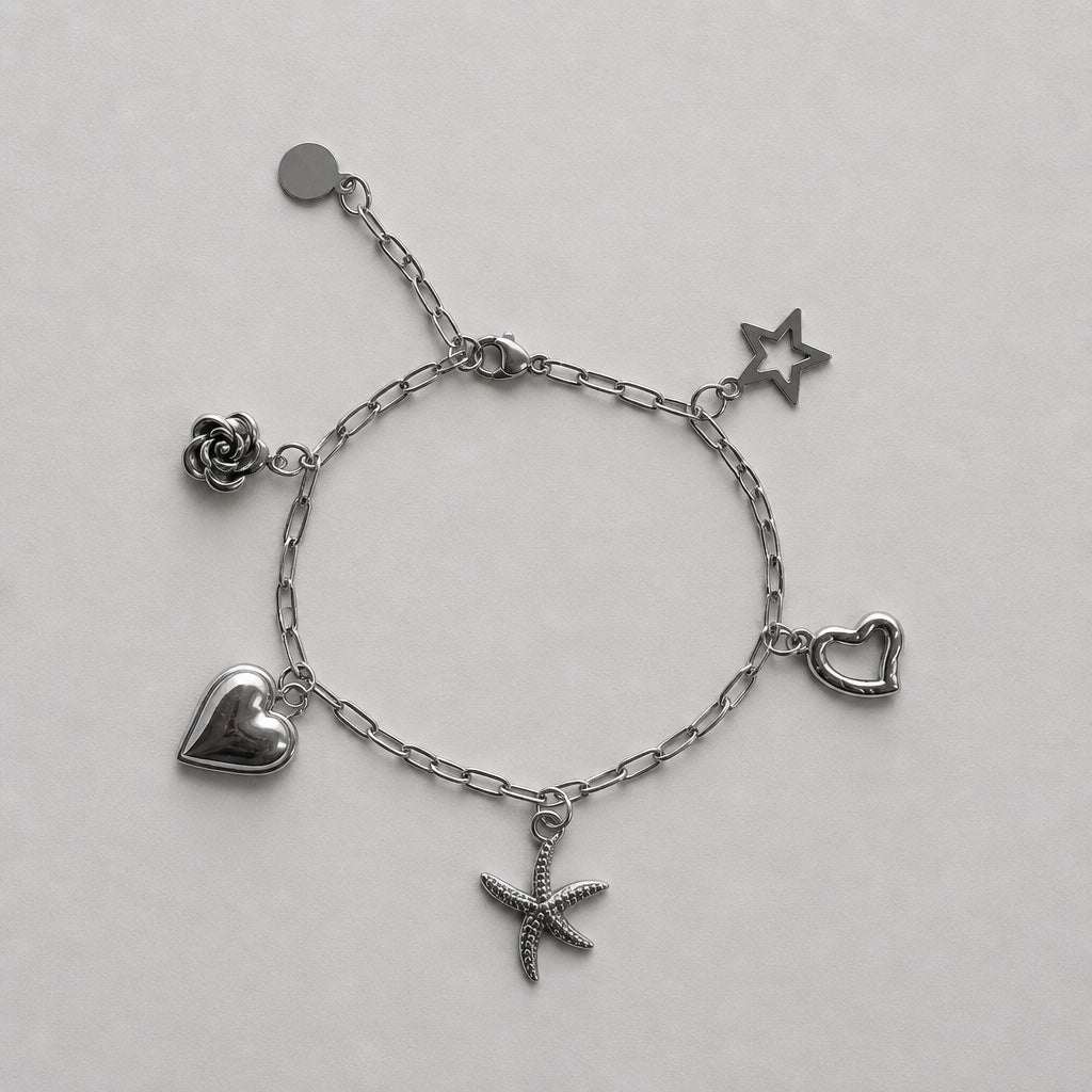 Handgemaakte zilveren RVS bedelarmband