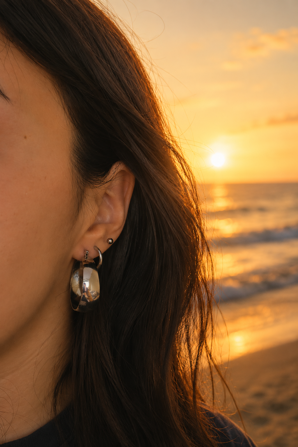 chunky hoops zilverkleurig rvs sfeerfoto