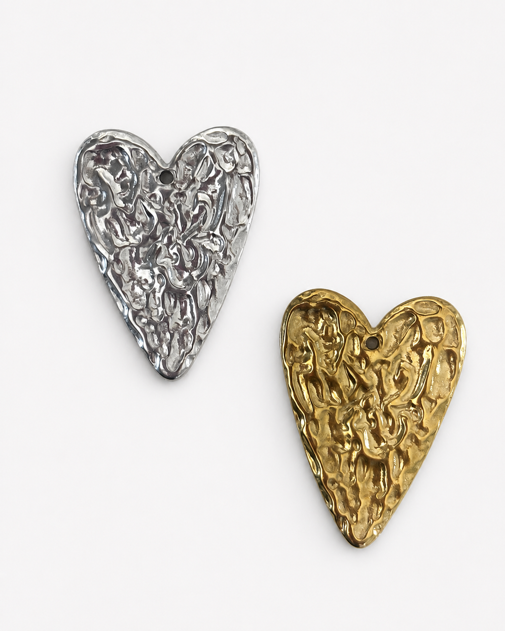 gouden en zilveren statement hart diy bedel