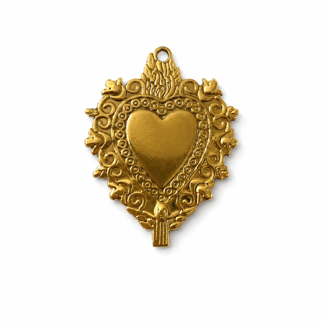 Gouden RVS antiek hart bedel voor het personaliseren van een ketting.