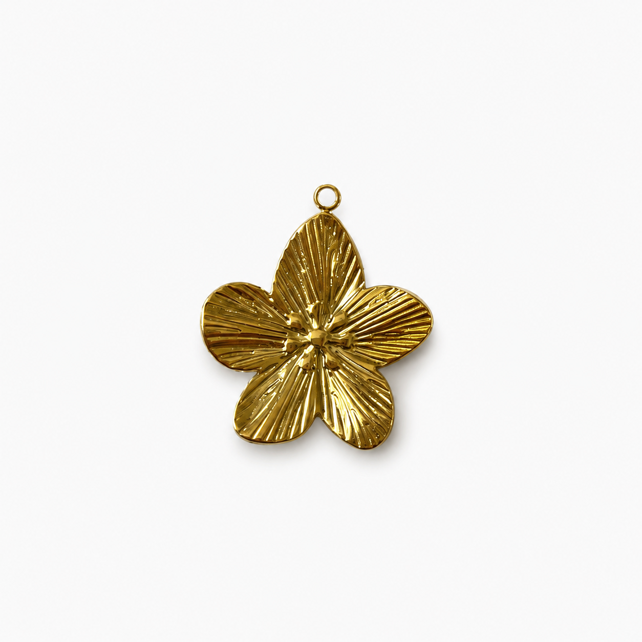 Gouden RVS bloem medium bedel voor het personaliseren van een ketting.