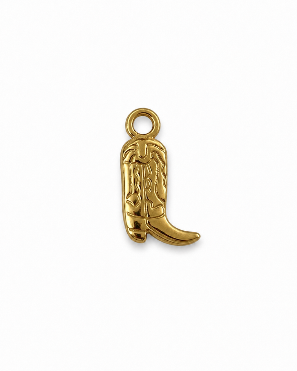 Gouden RVS western cowboy laars bedel voor het personaliseren van een ketting of armband.