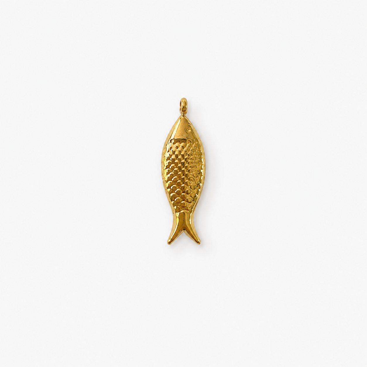 Gouden RVS vis bedel voor het personaliseren van een ketting of armband.