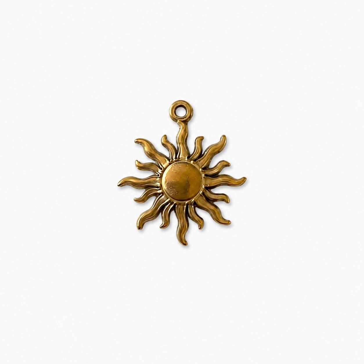 Gouden RVS zon bedel voor het personaliseren van een ketting of armband.